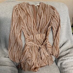 Brown shimmer romper Small